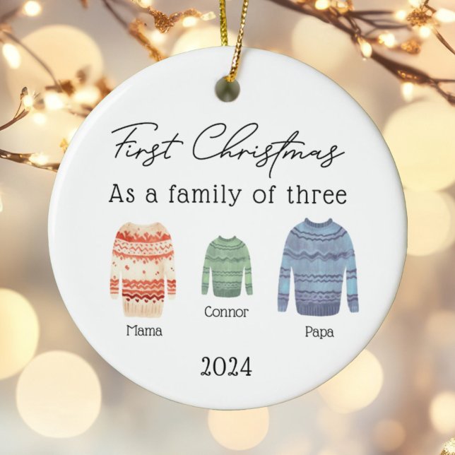 personalised 1st christmas baubles plaid ceramic ornament (Creator Uploaded)