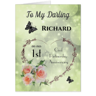 Personalised 1st Civil Partnership Anniversary Card