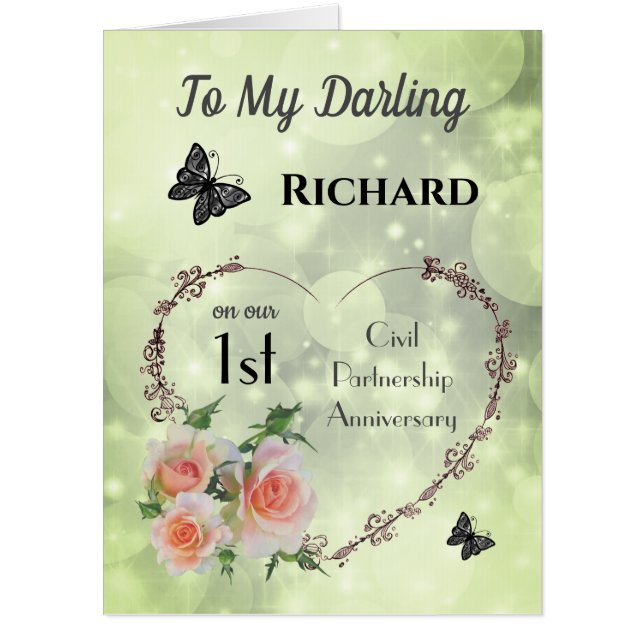 Personalised 1st Civil Partnership Anniversary Card (Front)