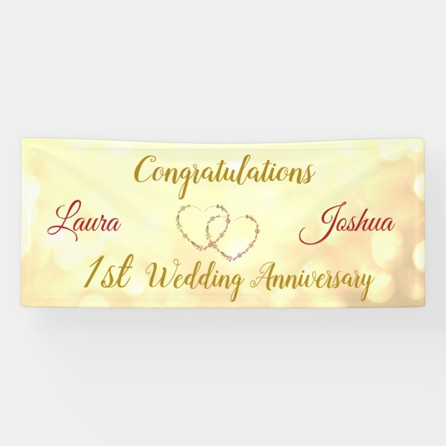 Personalised 1st Wedding Anniversary Banner (Horizontal)