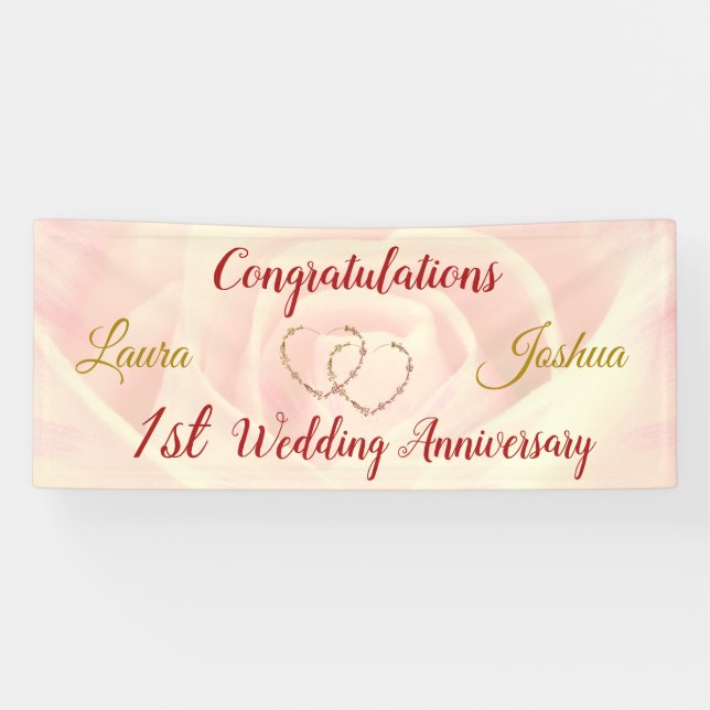 Personalised 1st Wedding Anniversary Banner (Horizontal)