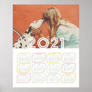 Personalised 2021 Calendar Poster | Modern Leaf