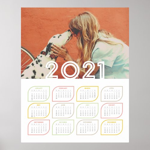 Personalised 2021 Calendar Poster  Modern Leaf