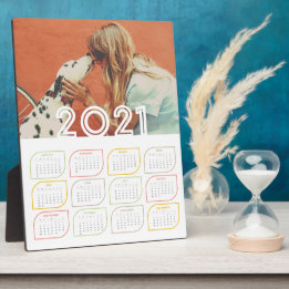 Personalised 2021 Desktop Calendar | Modern Leaf Plaque