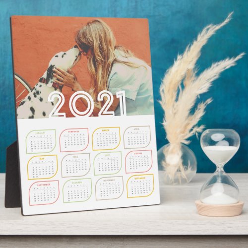 Personalised 2021 Desktop Calendar  Modern Leaf Plaque