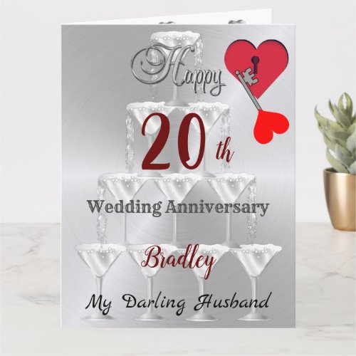 Personalised 20th Wedding Anniversary Card Husband