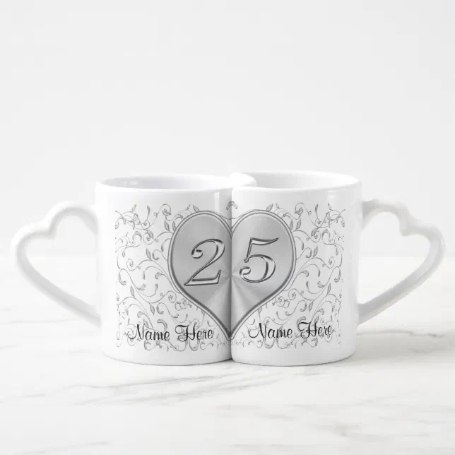 Personalised 25 Year Wedding Anniversary Gift Coffee Mug Set | Zazzle