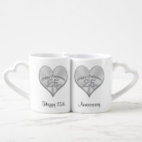 Personalised 25 Year Wedding Anniversary Gift Coffee Mug Set