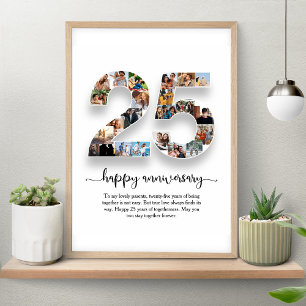 Personalised 25th Anniversary Photo Collage Poster