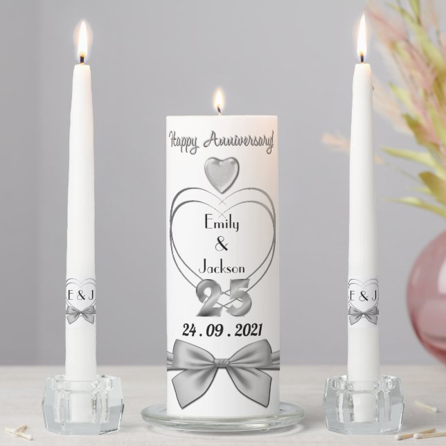 Personalised 25th Anniversary Unity Candle Set (In Situ)