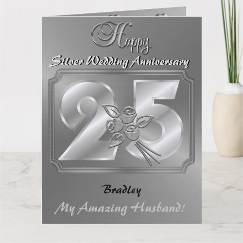 Personalised 25th Wedding Anniversary Card Husband