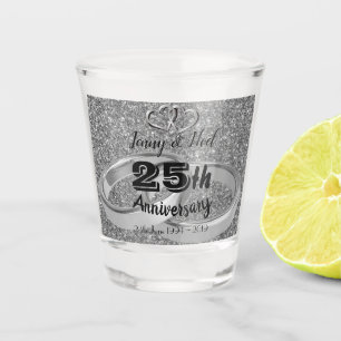 Personalised 25th Wedding Anniversary Shot Glass