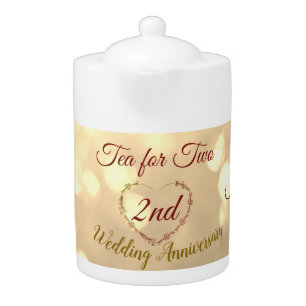 Personalised 2nd Wedding Anniversary Teapot