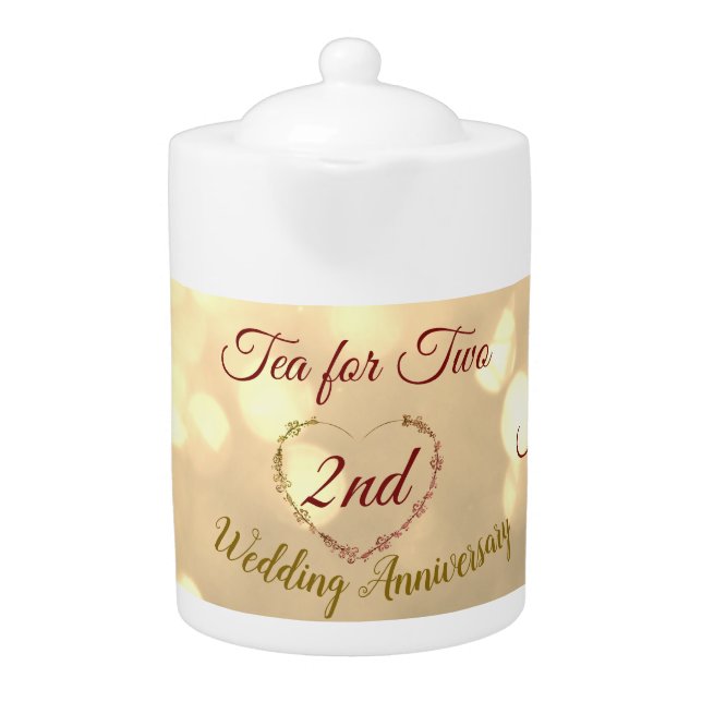 Personalised 2nd Wedding Anniversary Teapot (Front)