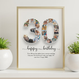 Personalised 30th Birthday Photo Collage Poster