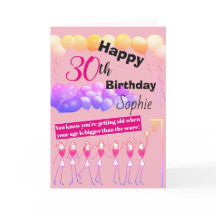 Personalised 30th Netball Player Birthday Card