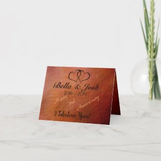 Personalised 3rd Anniversary Faux Leather Card