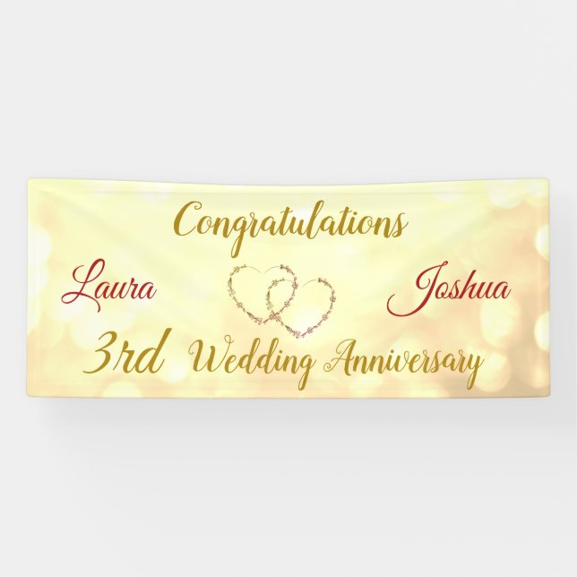 Personalised 3rd Wedding Anniversary Banner (Horizontal)