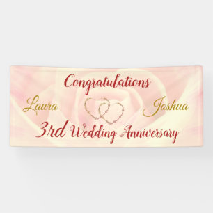 Personalised 3rd Wedding Anniversary Banner