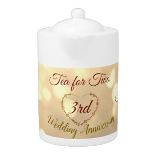 Personalised 3rd Wedding Anniversary Teapot