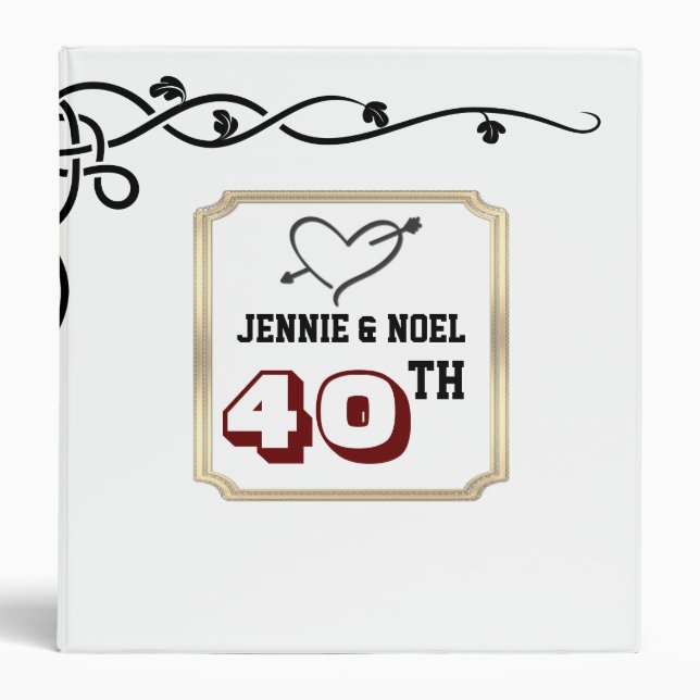Personalised 40th Anniversary Photo Album 3 Ring Binder (Front)