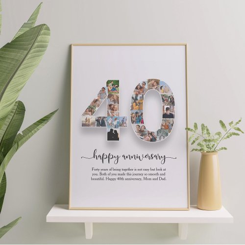 Personalised 40th Anniversary Photo Collage Poster