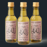 Personalised 40th Birthday Mini Wine Bottle Labels<br><div class="desc">Custom printed personalised 40th birthday mini wine bottle labels with a pretty rose gold background colour. Great idea for a special occasion favour or gift.</div>