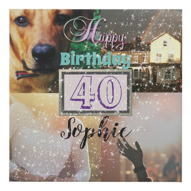 Personalised 40th Birthday Photo Collage Canvas (Front)