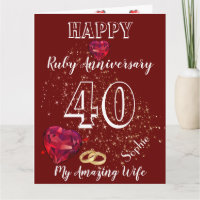 Personalised 40th Ruby Anniversary Card For Wife