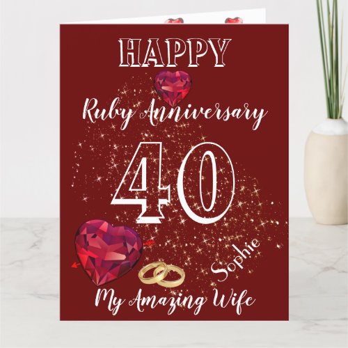 Personalised 40th Ruby Anniversary Card For Wife
