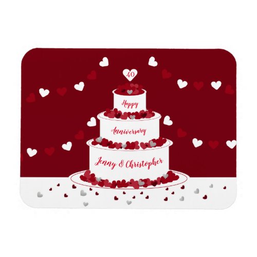 Personalised 40th Ruby Wedding Anniversary cake Magnet