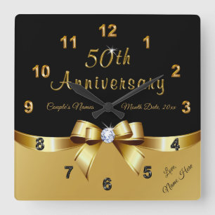 Personalised, 50 year Anniversary Gift for Friends Square Wall Clock