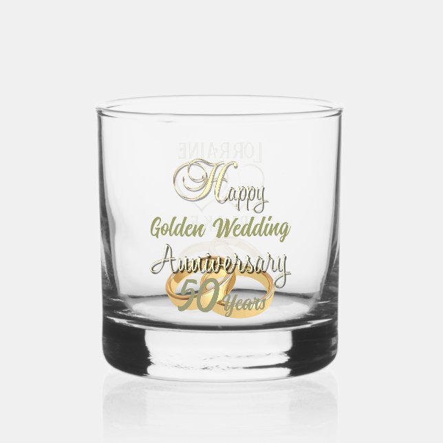 Personalised 50th Anniversary Gift Whisky Glasses  (Front)