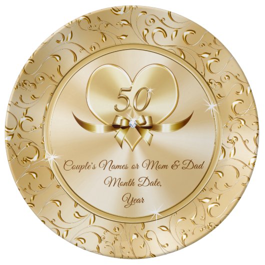 Personalised 50th Anniversary Gifts for Parents Dinner Plate (Front)