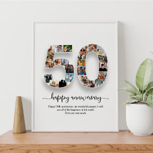 Personalised 50th Anniversary Photo Collage Poster
