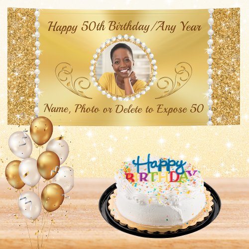 Personalised 50th Birthday Banner with PHOTO