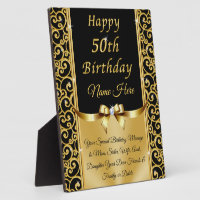 Personalised 50th Birthday Gifts for Her, 50th Plaque