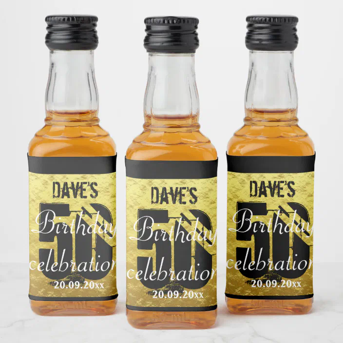 Personalised 50th Birthday Party Mini Liquor Favor Liquor Bottle Label |  Zazzle
