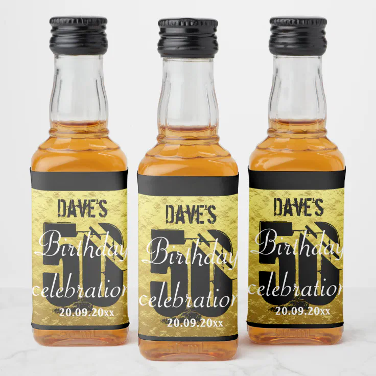 Personalised 50th Birthday Party Mini Liquor Favor Liquor Bottle Label |  Zazzle