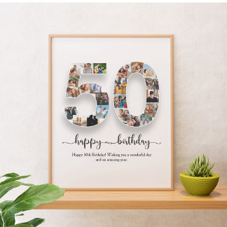 Personalised 50th Birthday Photo Collage Poster