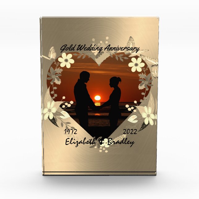 Personalised 50th Gold Anniversary Photo Gift (Front)