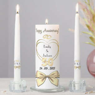 Personalised 50th Golden Wedding Anniversary Unity Candle Set