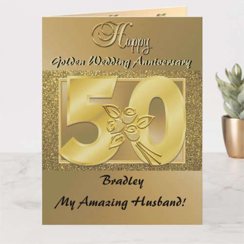 Personalised 50th Wedding Anniversary Card Husband