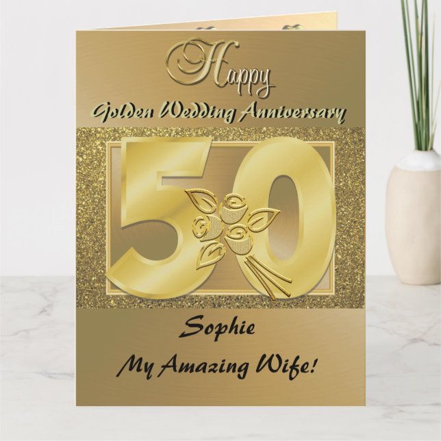 Personalised 50th Wedding Anniversary Card Wife (Front)