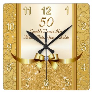 Personalised 50th Wedding Anniversary Gifts, Clock