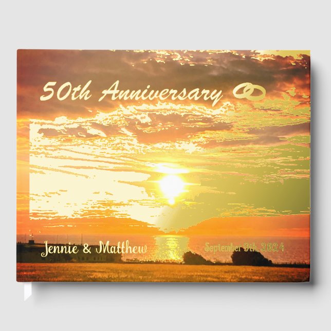 Personalised 50th Wedding Anniversary Gold Foil  Foil Guest Book (Front)