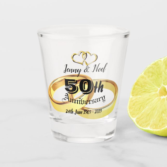 Personalised 50th Wedding  Anniversary Shot Glass (Front)