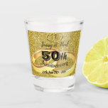 Personalised 50th Wedding Anniversary Shot Glass<br><div class="desc">Custom personalized gold glitter anniversary shot glasses with names and date. Great wedding anniversary gift idea.</div>