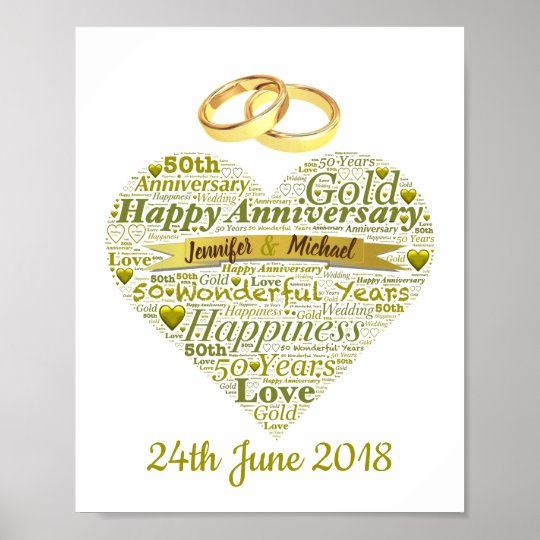 Personalised Golden Anniversary Card Typographic