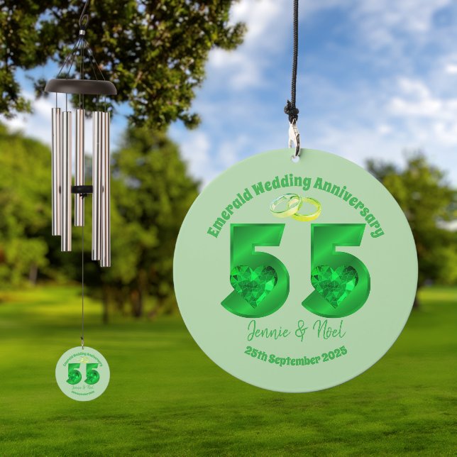 Personalised 55th Wedding Anniversary Gift Wind Chime (Outdoor)